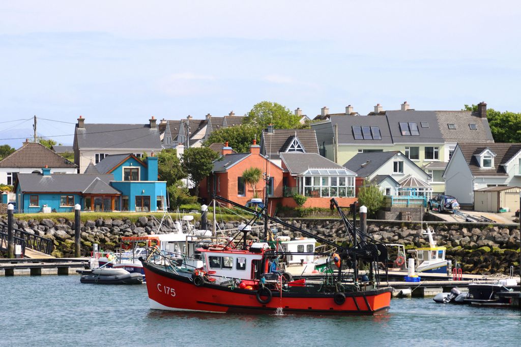 Cillian Murphy et sa femme Yvonne McGuinness déménagent « courageusement » dans une vie tranquille, loin des projecteurs 2 Maisons colorées et bateaux bordant le port de Dingle à Dingle, Irlande