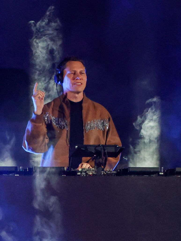 Tiesto performs during the opening ceremony during previews ahead of the F1 Grand Prix of Las Vegas 