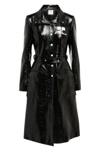 courreges black maxi coat