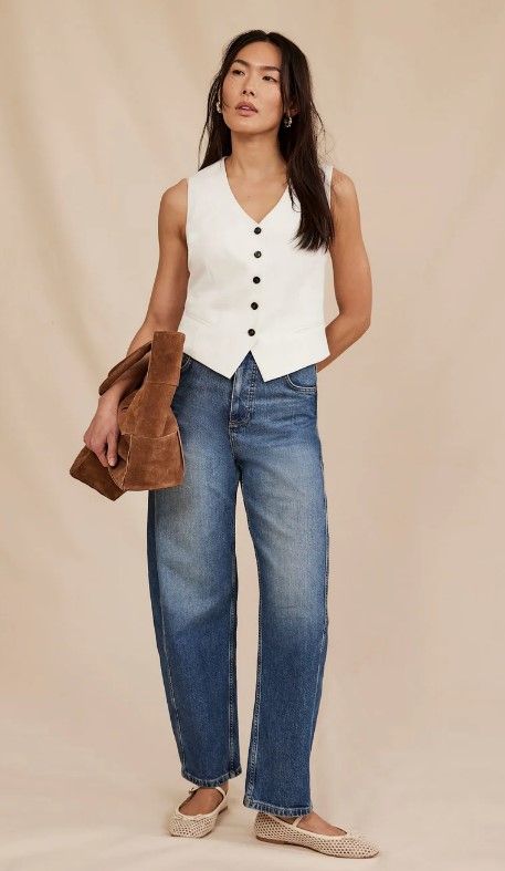 Mid indigo barrel leg jeans by mint velvet