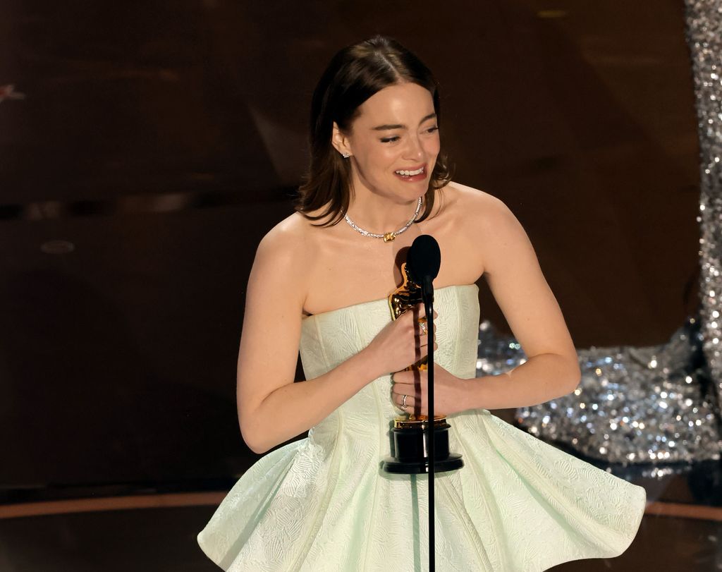Emma Stone accepts the Best Actress in a Leading Role award for "Poor Things" onstage during the 96th Annual Academy Awards at Dolby Theatre on March 10, 2024 in Hollywood, California.