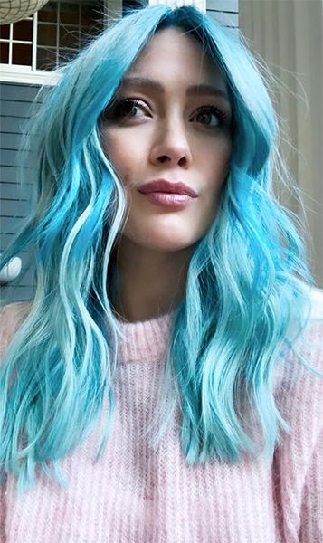hilary duff blue hair transformation