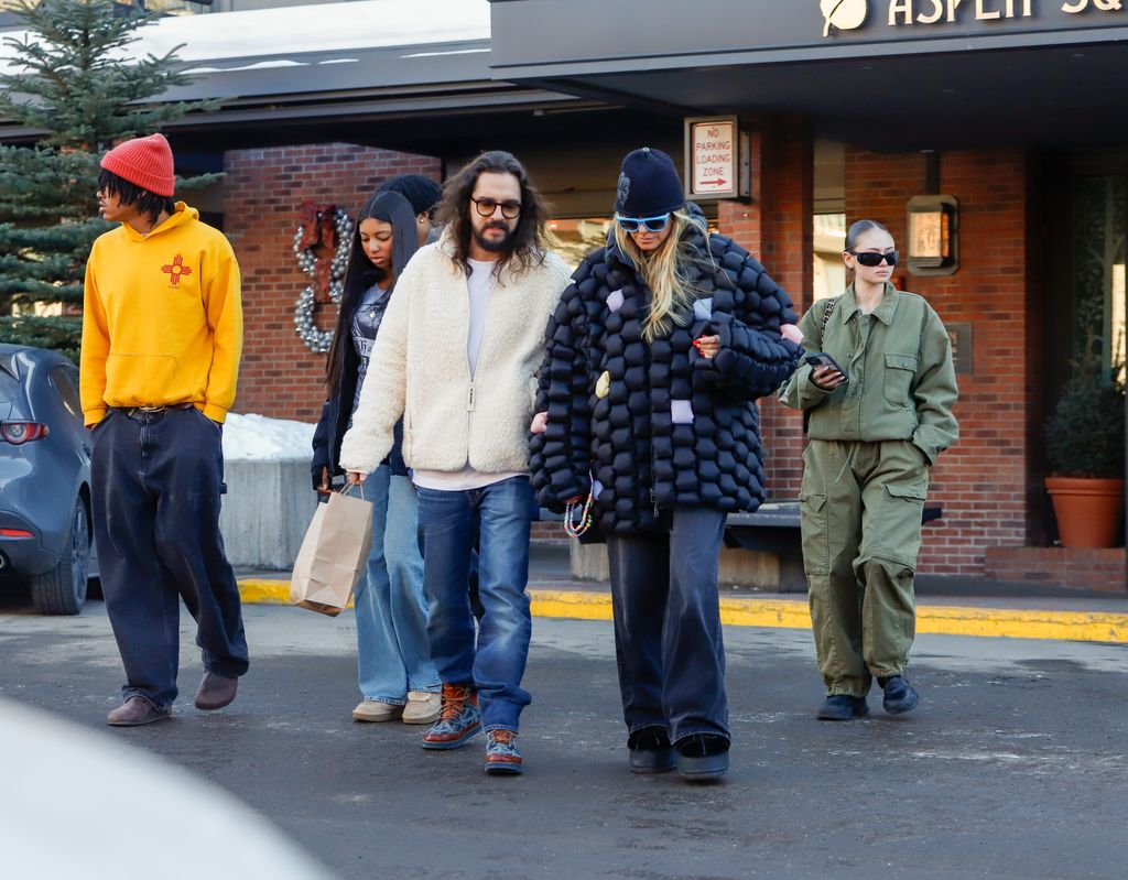 Henry Samuel, Tom Kaulitz, Heidi Klum and Leni Klum are seen on December 21, 2024 in Aspen, Colorado