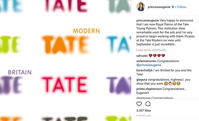 princess eugenie tate patronage instagram