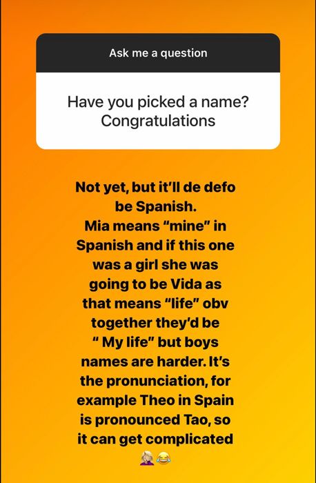 gemma atkinson instagram reply about baby name