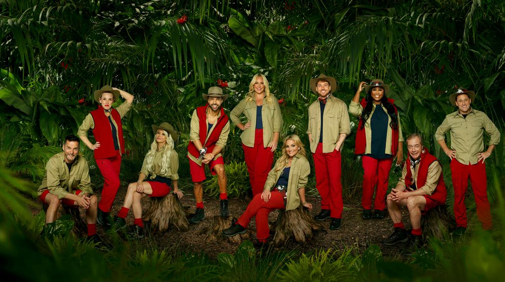 Fred Sirieix, Grace Dent, Danielle Harold, Marvin Humes, Josie Gibson, Jamie Lynn Spears, Sam Thompson, Nella Rose, Nigel Farage and Nick Pickard on I'm a Celebrity 2023

