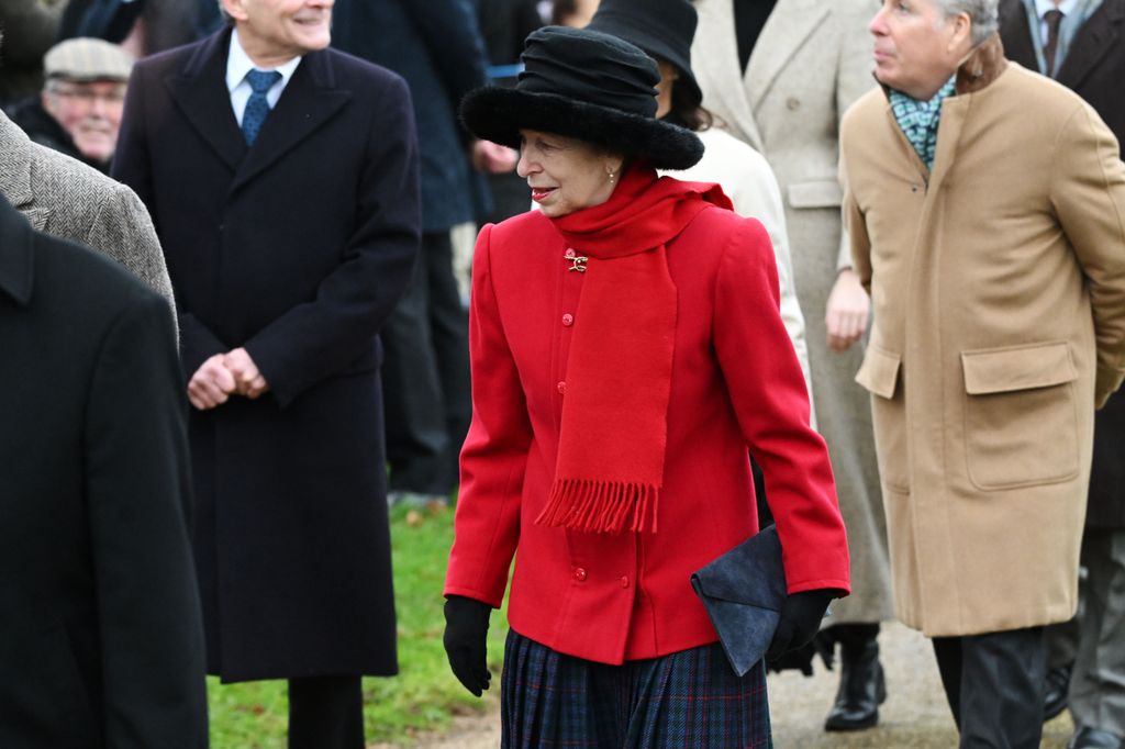 Princess Anne looked festive in red