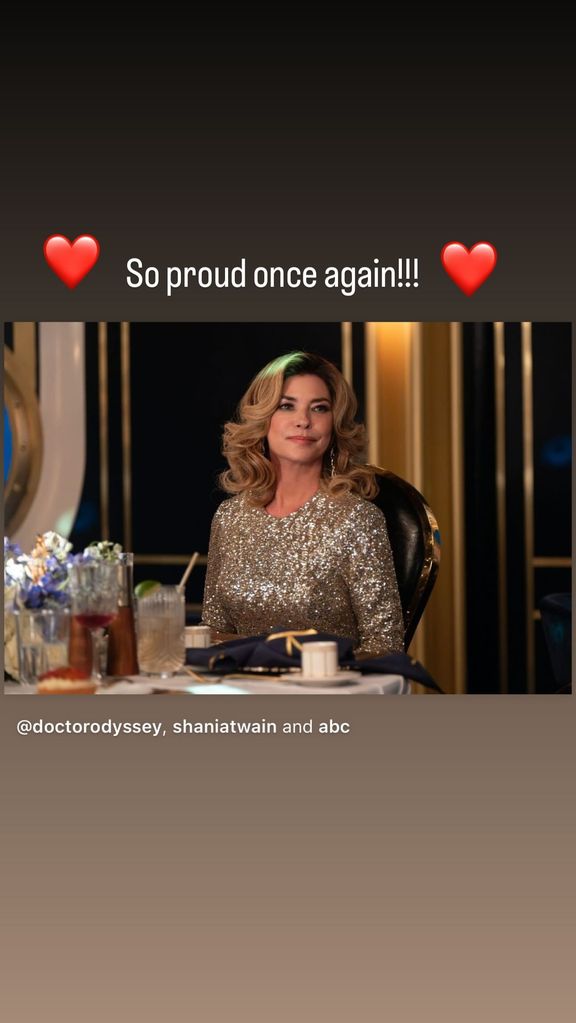 Frédéric Thiébaud shares his reaction to seeing wife Shania Twain's guest spot on the show "Doctor Odyssey," shared on Instagram Stories