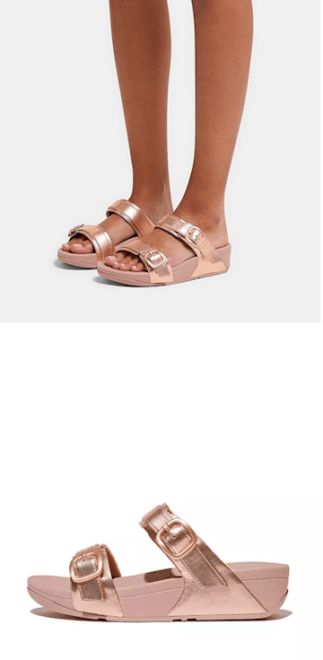 fitflop sale lulu rose gold slides side