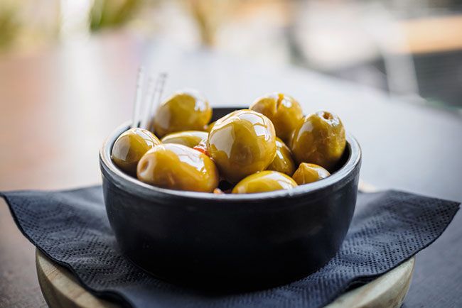 bowl green olives