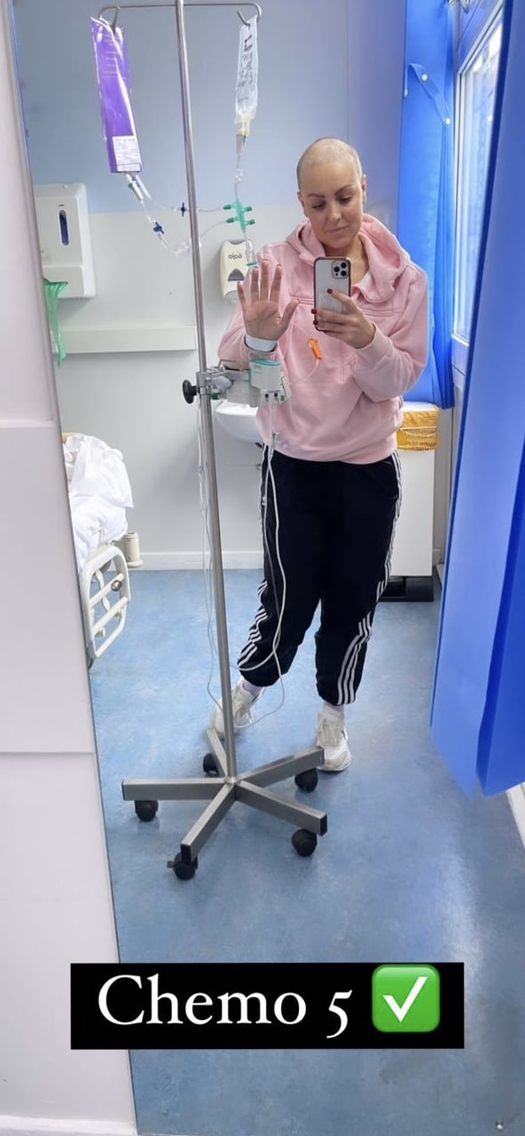 Amy Dowden in hospital attached to a drip