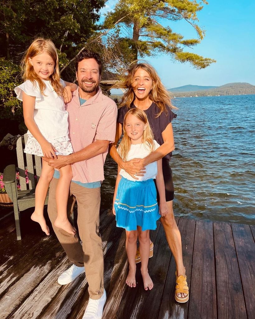 Jimmy Fallon and Nancy Juvonen with their daughters Winnie and Frances