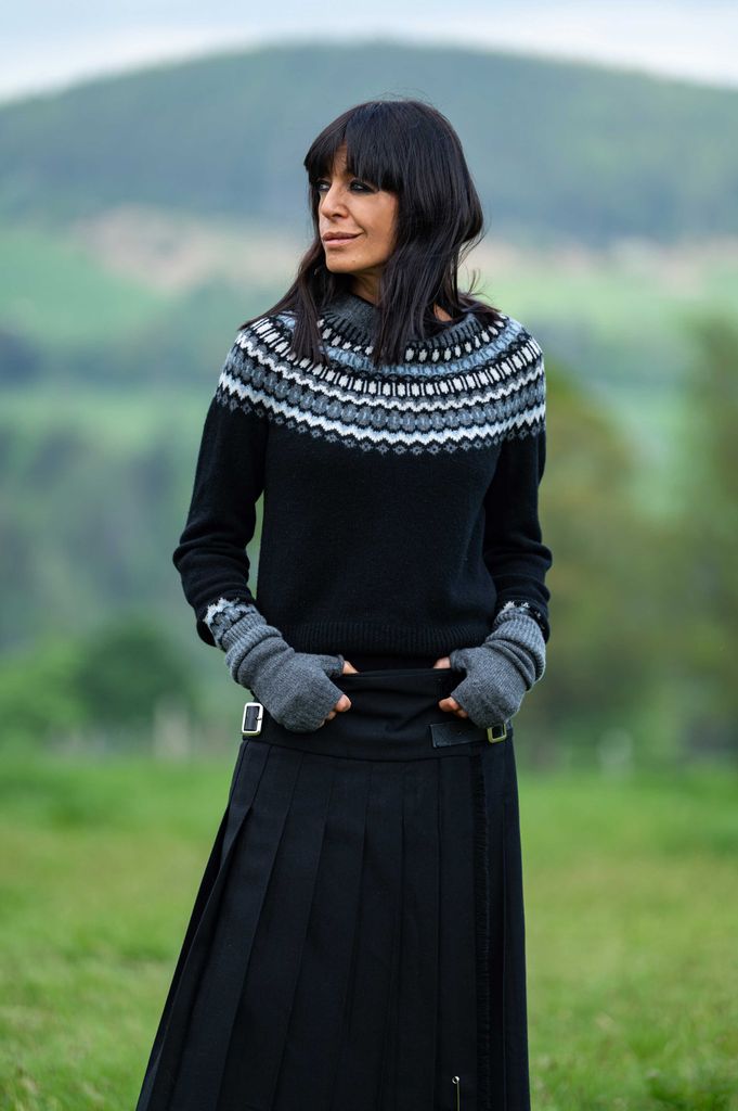 Claudia Winkleman in a fair isle knit