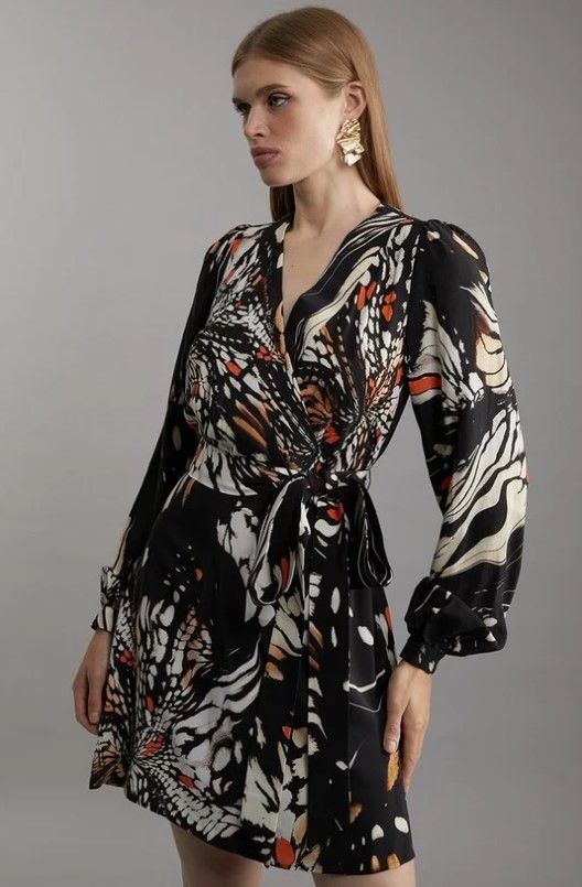 karen millen butterfly wrap mini dress 