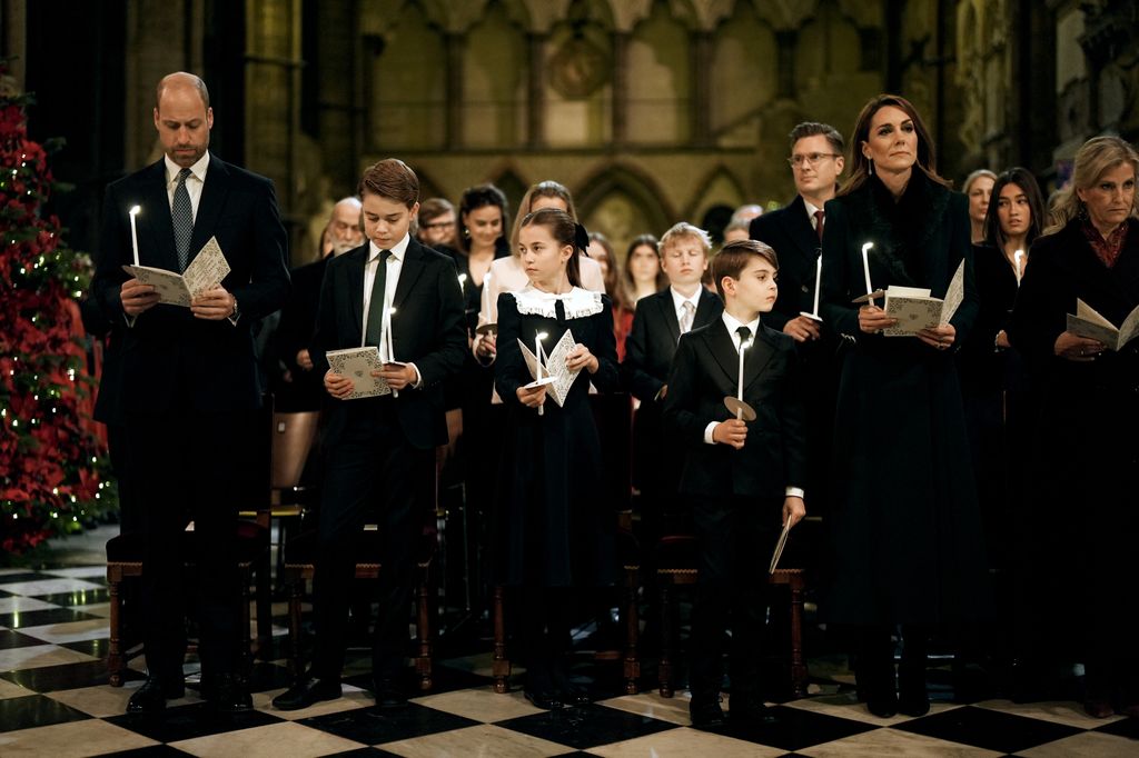 The Prince and Princess of Wales and their children during the Together At Christmas carol service