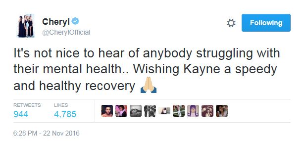 Cheryl Cole sends message of support to Kanye West following hospitalisation