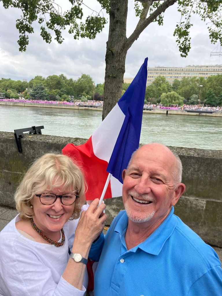 Jan and Al Thomas watching Olympics Opening Ceremony Paris 2024