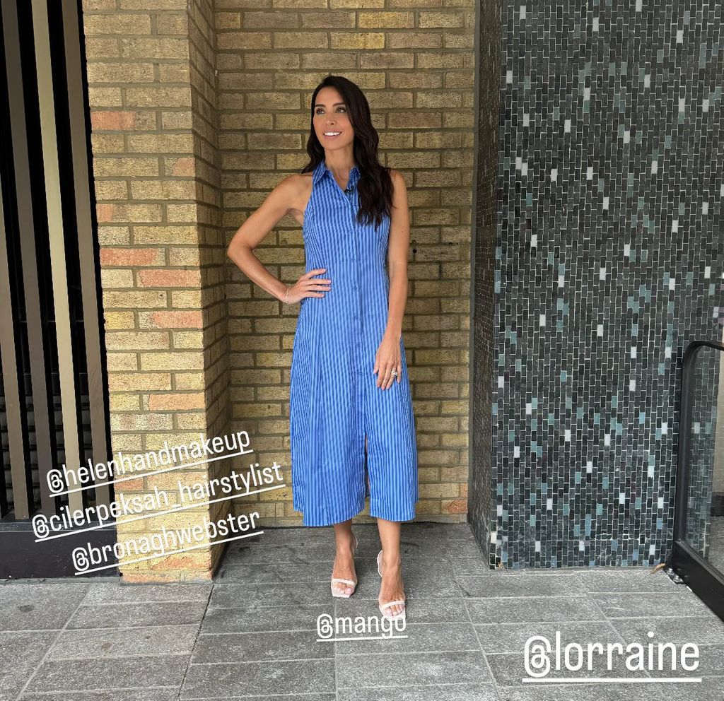 christine lampard blue stripe shirt dress instagram 