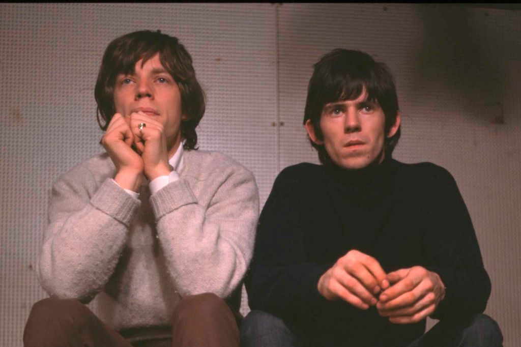 Keith Richards and Mick Jagger of The Rolling Stones on the set of music programme Ready Steady Go! in London, circa 1964
