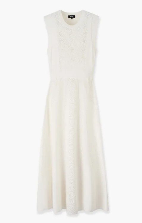 ME and Em white Organic Cotton Lace Stitch Maxi Dress