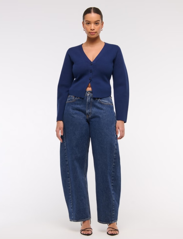 Abercrombie Fitch Curve Love Mid Rise Barrel Jean.