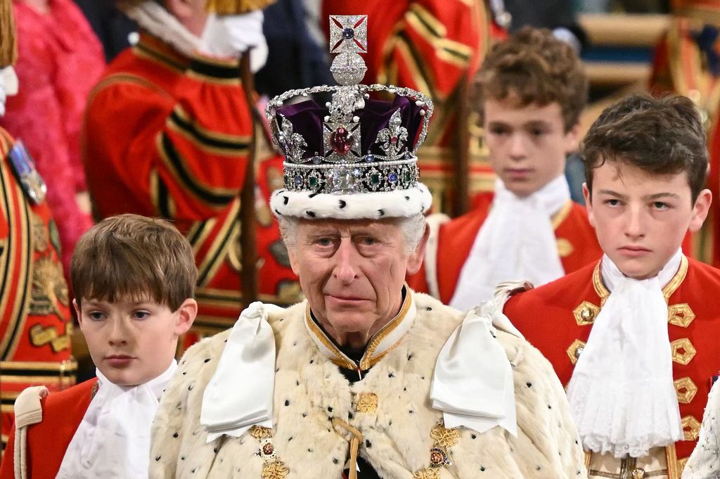 king charles weraing imperial state crown 