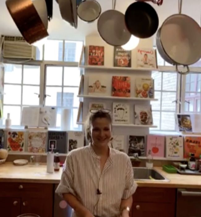 Drew Barrymore in her kitchen for cookbook club