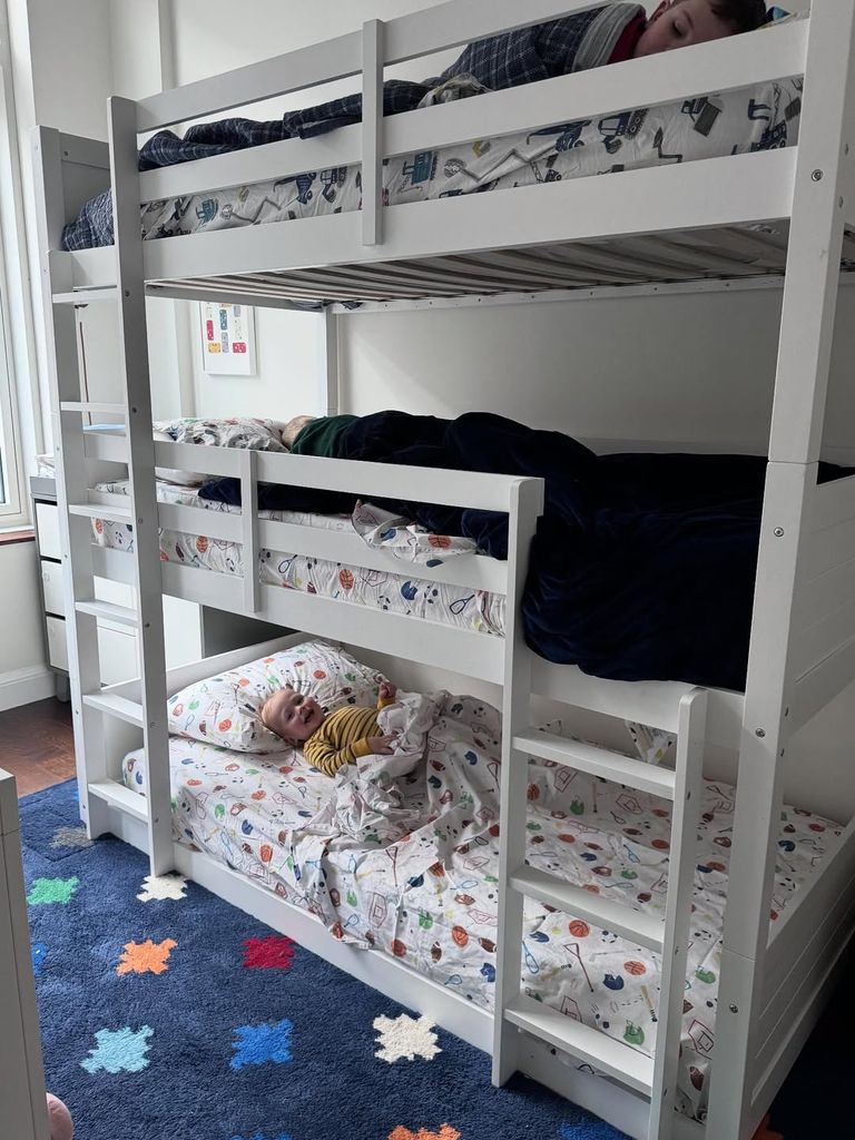 Dylan Dreyer's sons Calvin, Oliver and Rusty photographed sleeping on their triple bunk inside their New York City condo, shared on Instagram