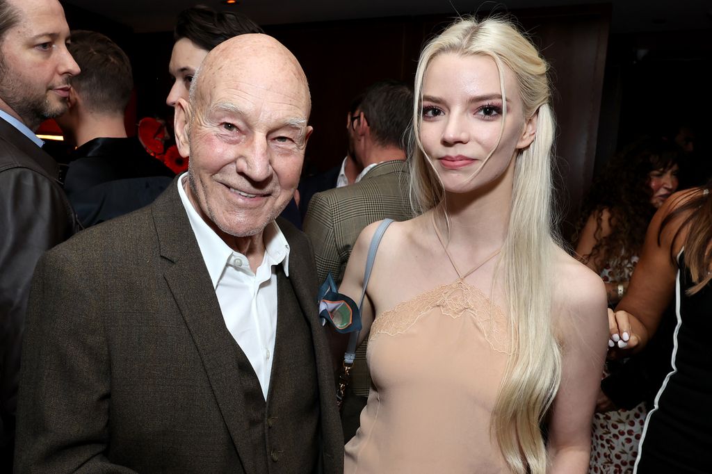 Sir Patrick Stewart and Anya Taylor-Joy attend the CAA pre-Oscar party at Sunset Tower Hotel