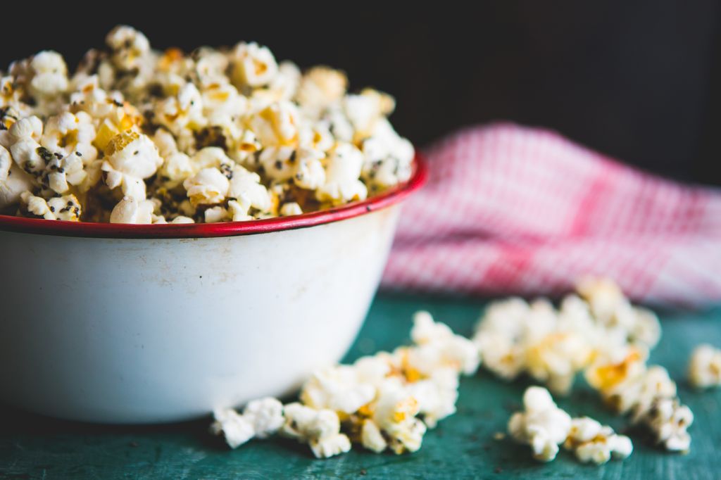 popcorn in a bowl stock image 