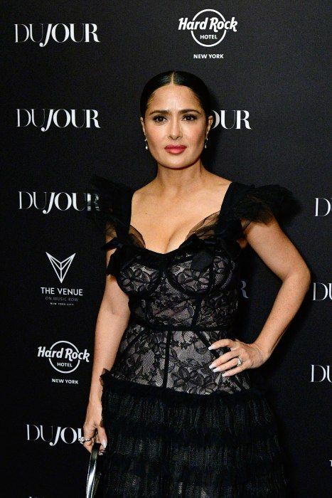 salma hayek black gown