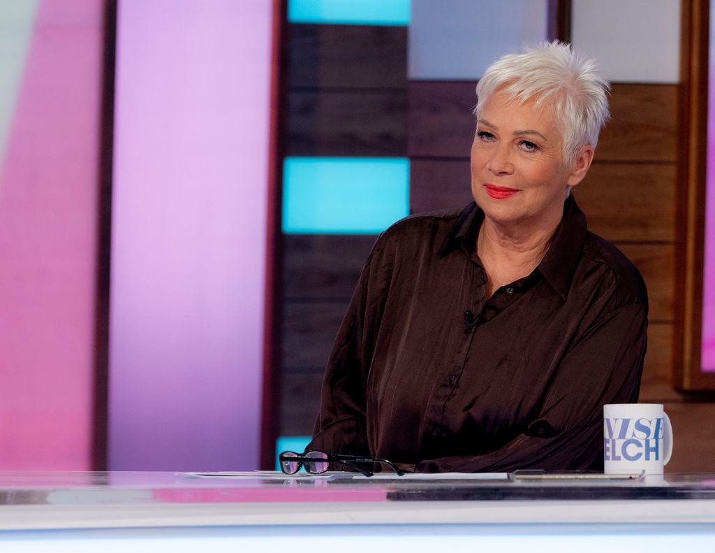 Denise Welch in a burgundy top on Loose Women