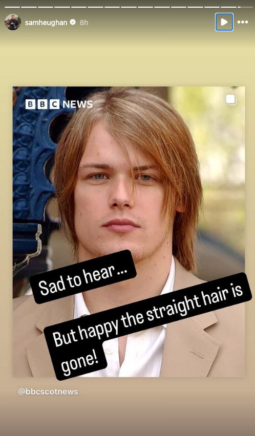 Sam Heughan with long straight hair in River City 
