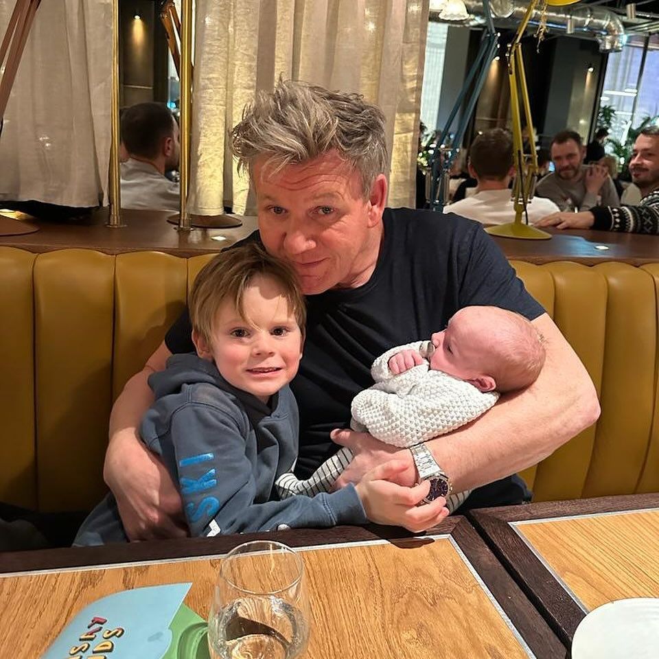 Gordon Ramsay with son Oscar and baby Jesse James 