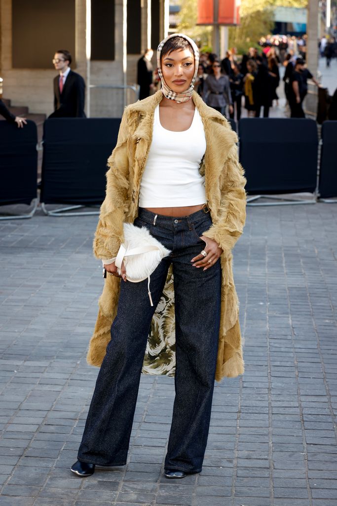 Jourdan Dunn attends the Burberry show during London Fashion Week September 2024 at the National Theatre on September 16, 2024 in London, England. (Photo by John Phillips/Getty Images)