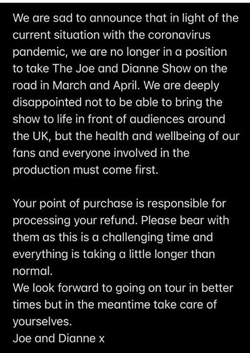 dianne buswell cancel tour
