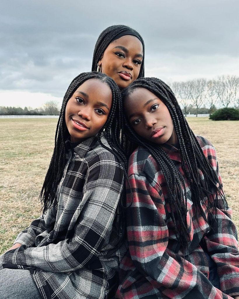 Madonna's daughters Mercy, Stella and Estere pose for a photo as part of the family's Thanksgiving portraits, shared on Instagram