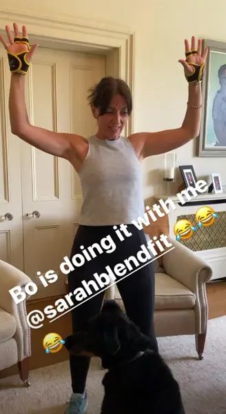 davina mccall working out with dog at home