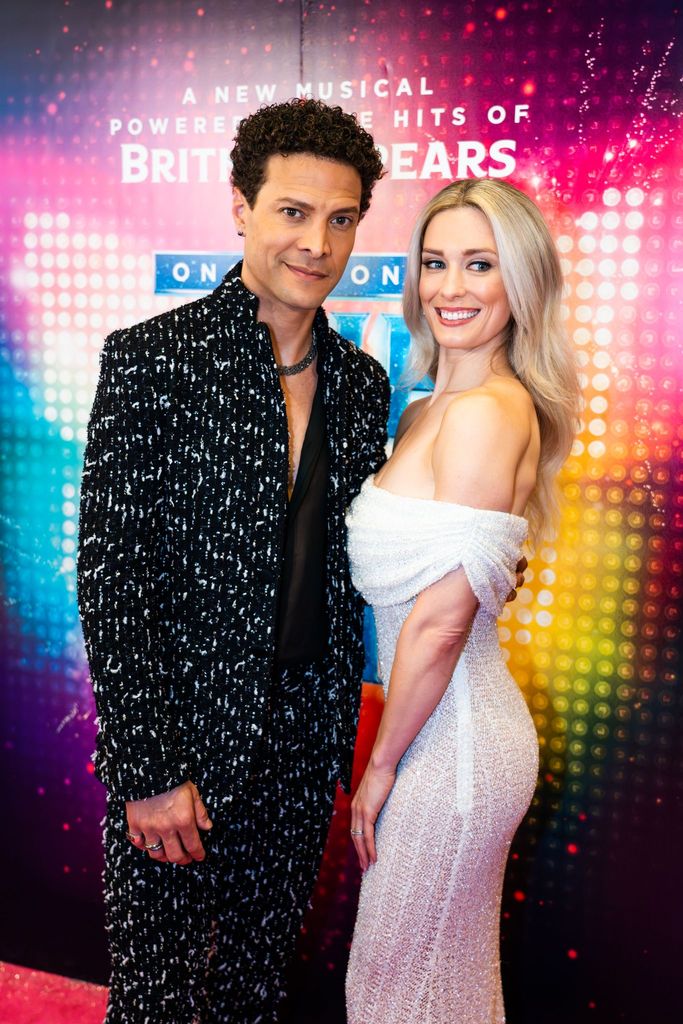 Justin Guarini and costar Briga Heelan on the red carpet for opening night of 'Once Upon a One More Time' at the Marquis Theater. 