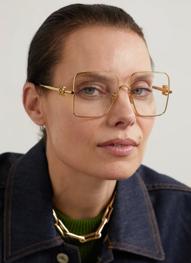 Loewe Oversized square-frame gold-tone optical glasses