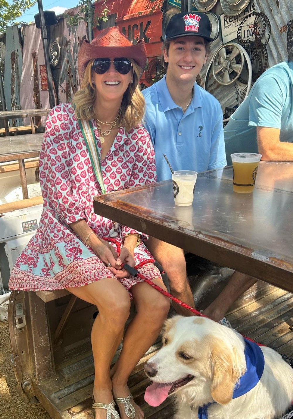 Photo shared by Lara Spencer on Instagram October 1 2023 posing next to her son Duff as she visited him at SMU in Dallas, Texas for parents' weekend.