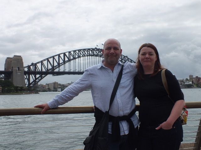 Man and woman smiling in australia