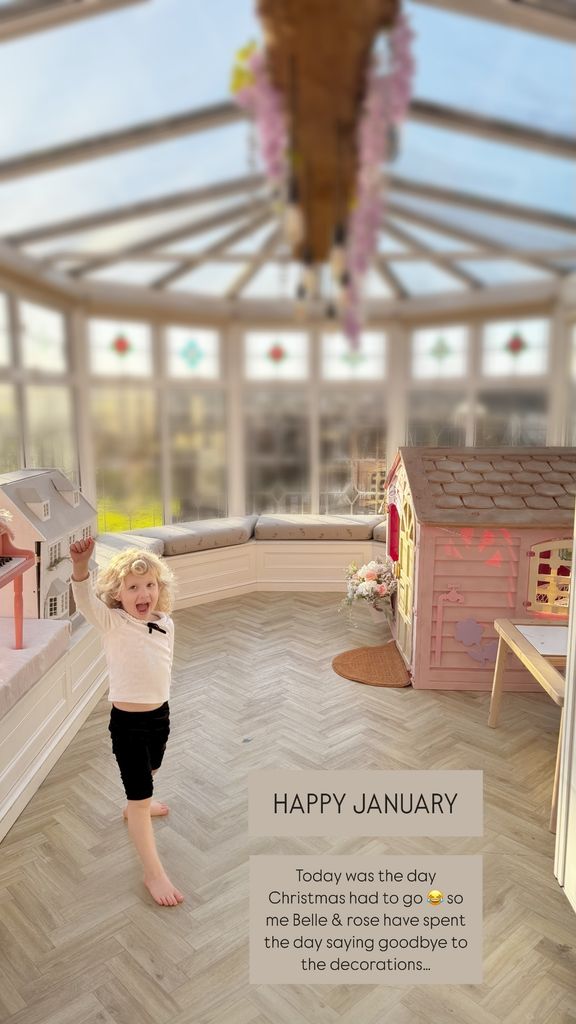 Photo of Stacey Solomon's daughter in an empty conservatory