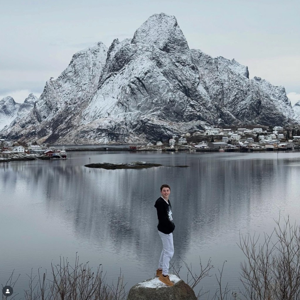 Photo shared by John Travolta of his son ben on a recent trip to Norway, in honor of his 15th birthday,November 2025