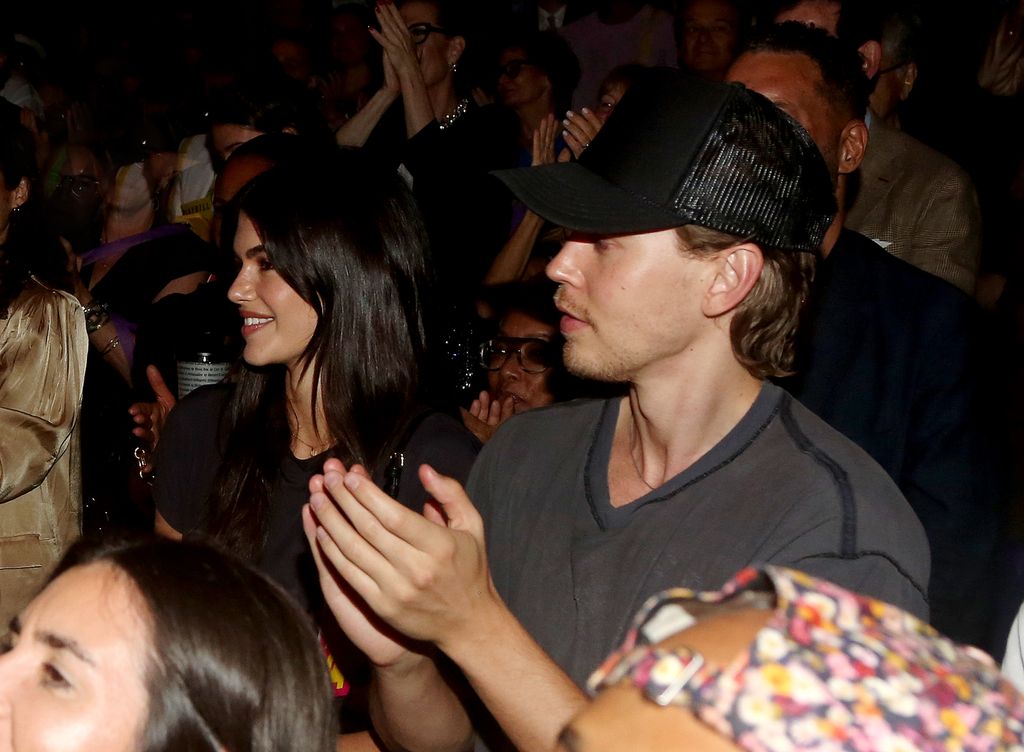 Kaia Gerber and Austin Butler during the opening night curtain call for "Oh, Mary" on Broadway at The Lyceum Theatre on July 11, 2024 