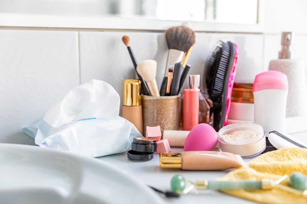 bathroom with cosmetics