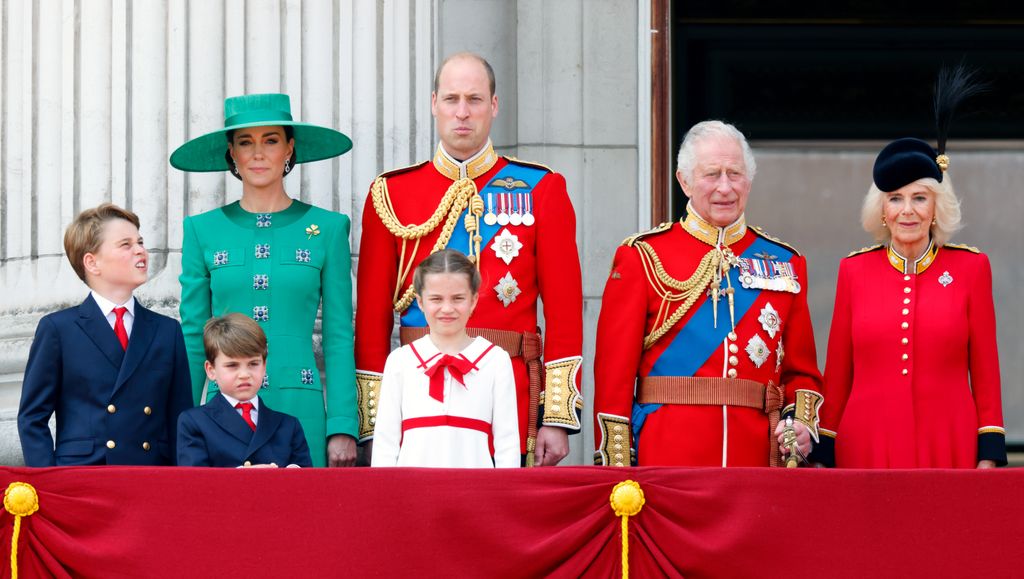 Kate Middleton with Prince William, Prince George and Princess Charlotte on the balcony of Buckingham Palace
