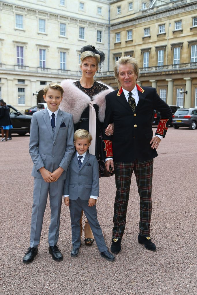 Rod Stewart at Buckingham Palace with his sons