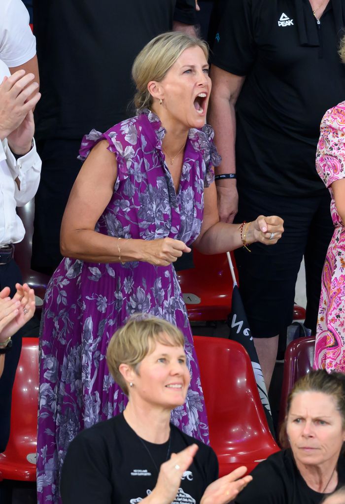 Sophie, Duchess of Edinburgh celebrates after Team GB claim gold in the olmypics 