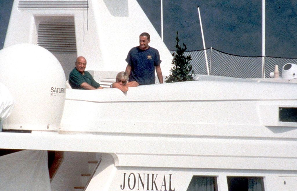 Princess Diana with Mohamed al-Fayed and Dodi al-Fayed on a yacht